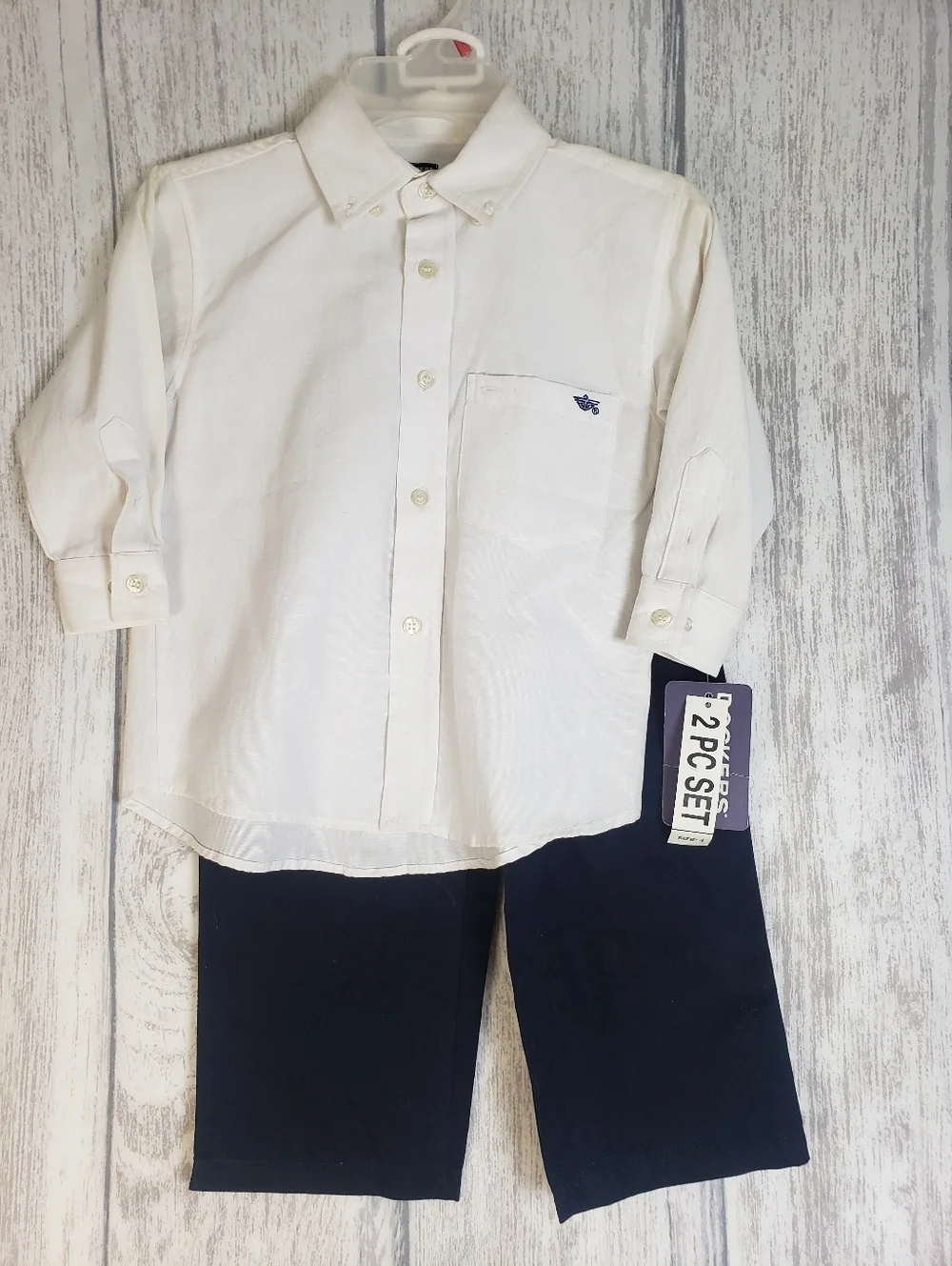 Dockers Boys White Button-Down Shirt & Pleated  Navy Trouser Pant Size 4 New 1g